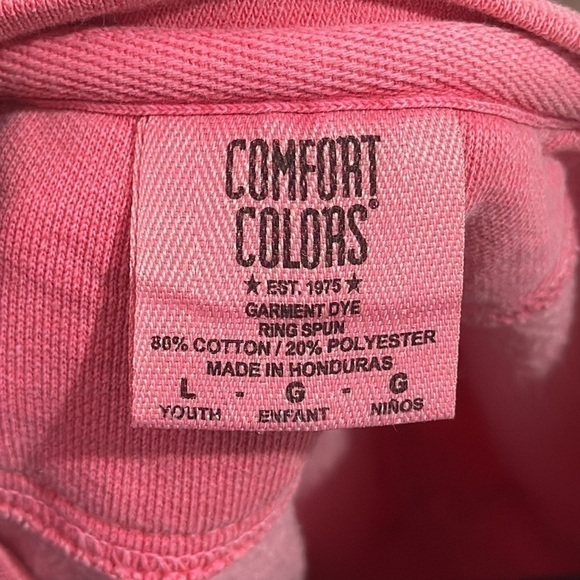 COMFORT COLORS Pink Sweatshirt Size Youth Large - Picture 4 of 4